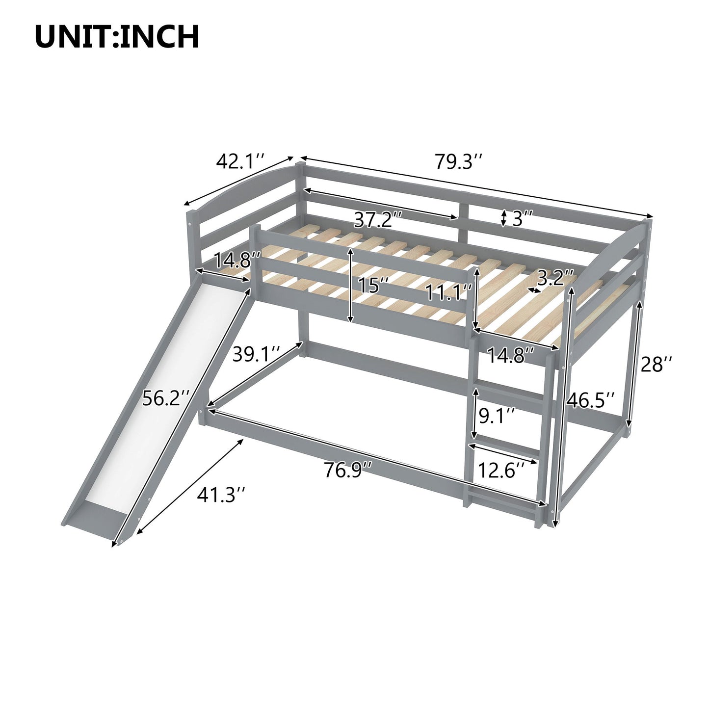 Durable Bunk Bed With Convertible Slide And Ladder Hearth and Haven