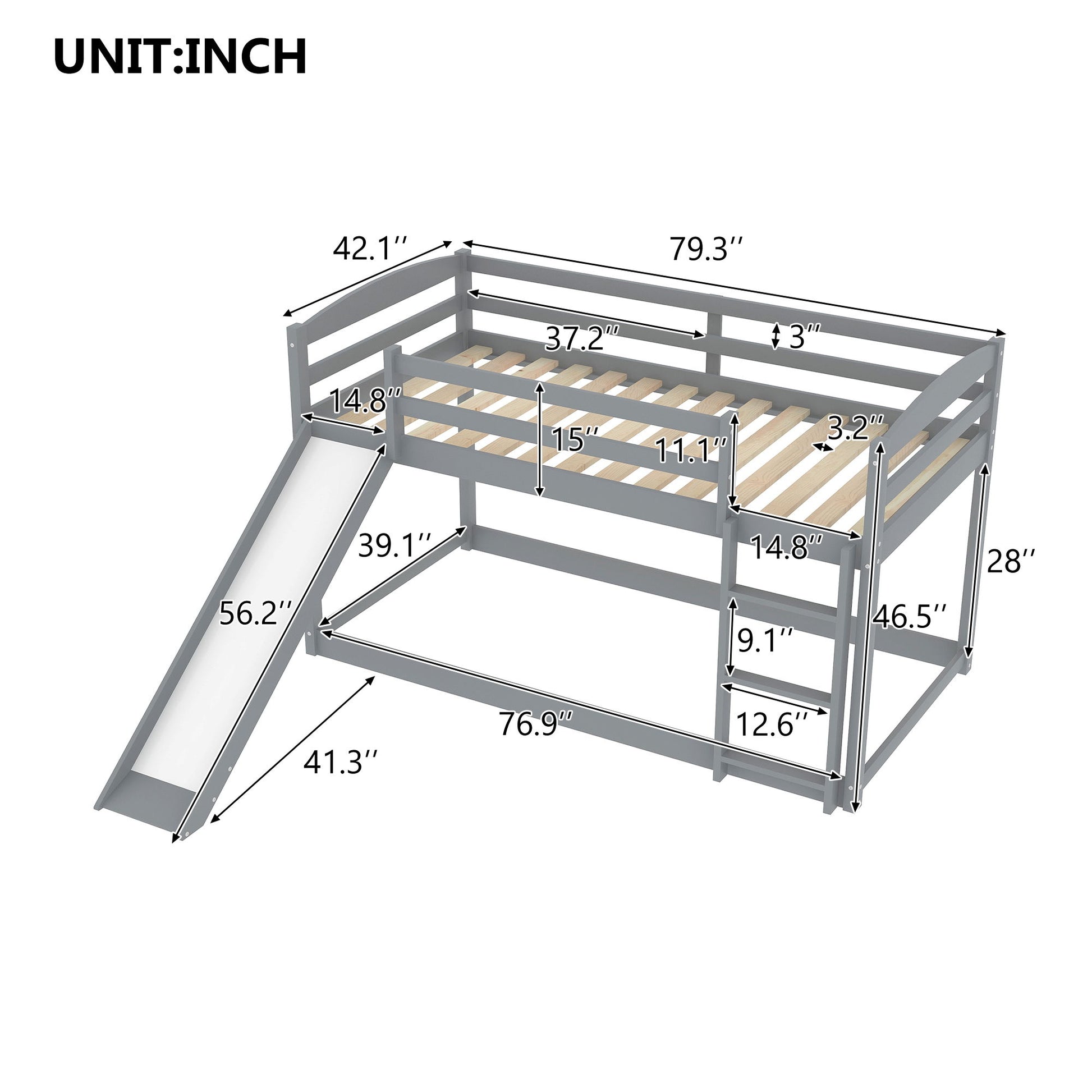 Durable Bunk Bed With Convertible Slide And Ladder Hearth and Haven