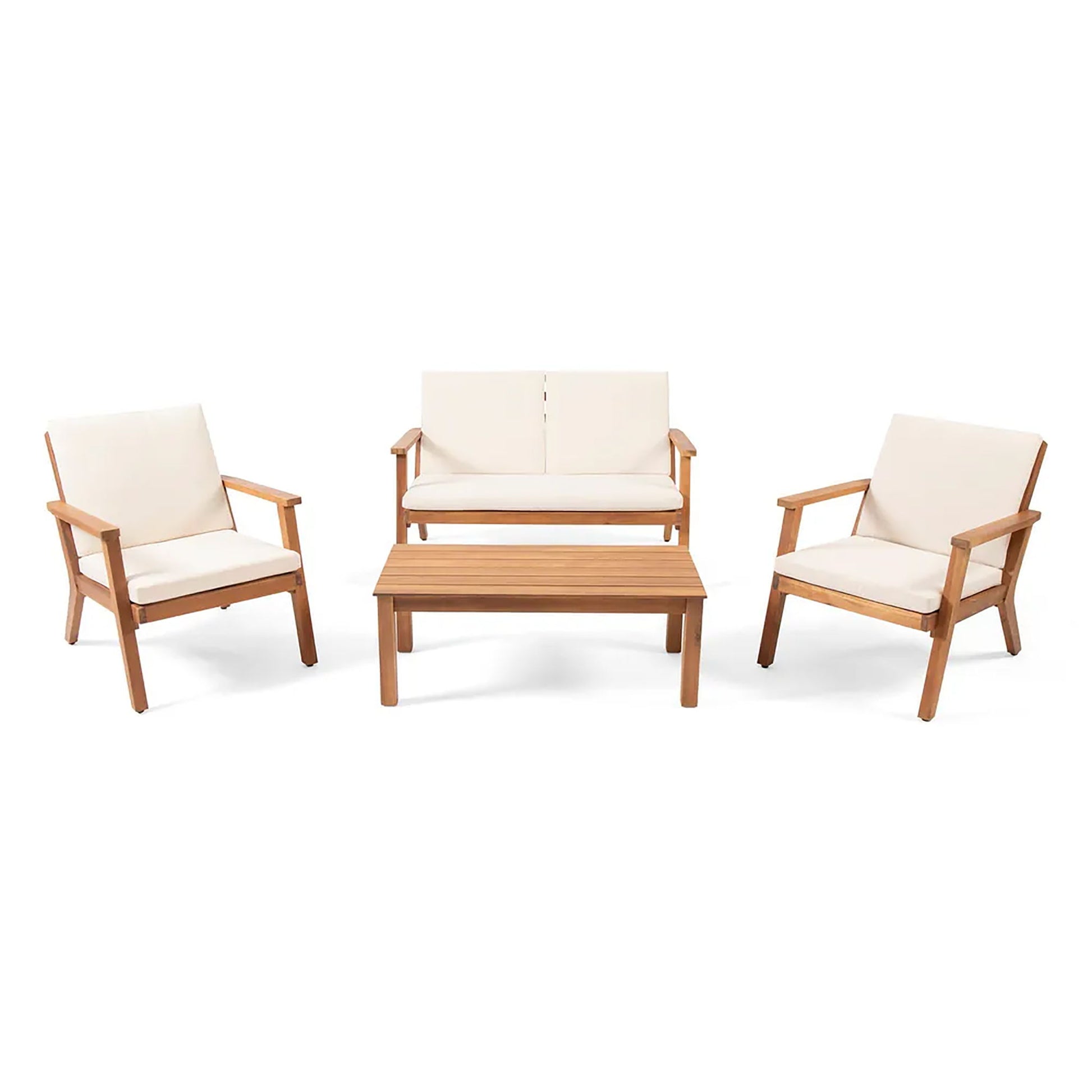 Avacyn - Outdoor Acacia Wood 4 Seater Chat Set With Cushions Noble House