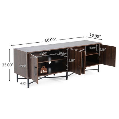4 Door TV Cabinet, 2 Storage Spaces, Adjustable Shelves Noble House
