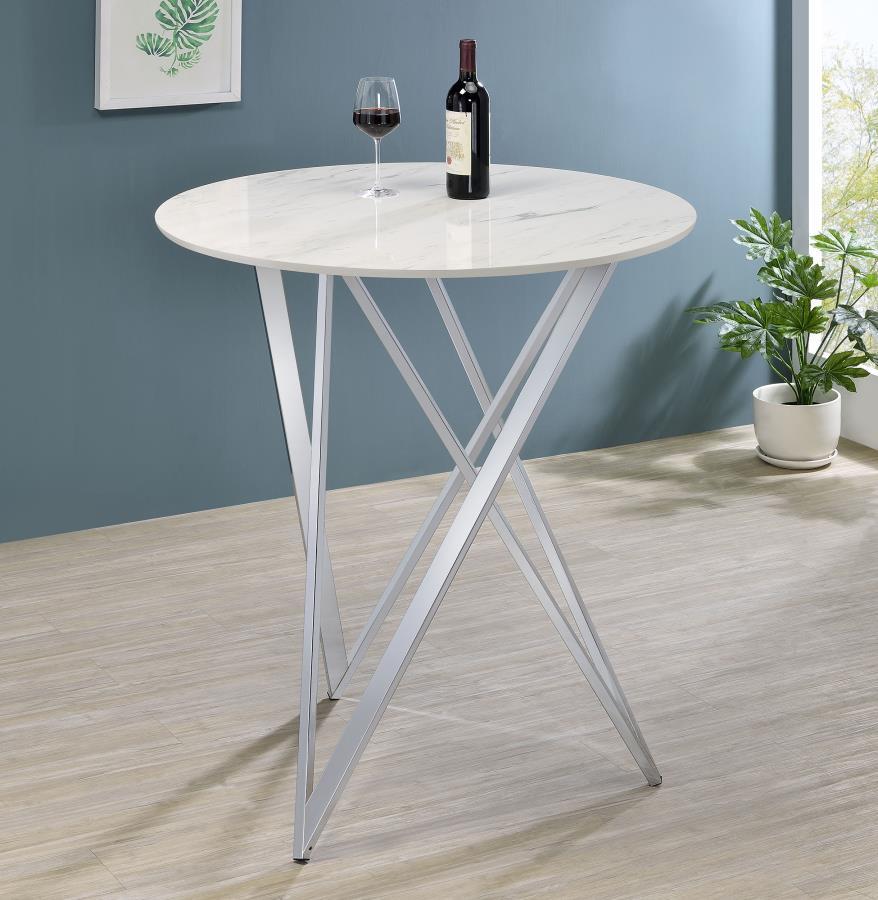 Bexter - Round Faux Marble Bistro Bar Table - Chrome CoasterEveryday