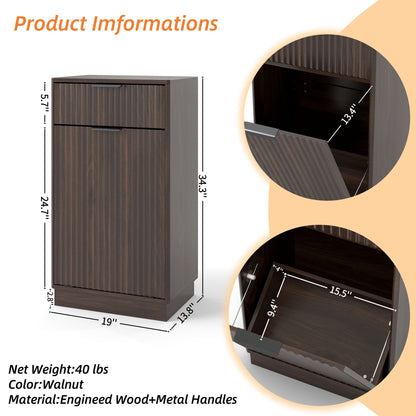 Tilt Out Trash Can Cabinet With Wave Textured Drawer & Pull Out Bin Home Essentials