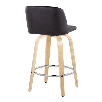 Toriano - Contemporary Fixed-Height Counter Stool With Swivel And Round Footrest (Set of 2) Lumi Source