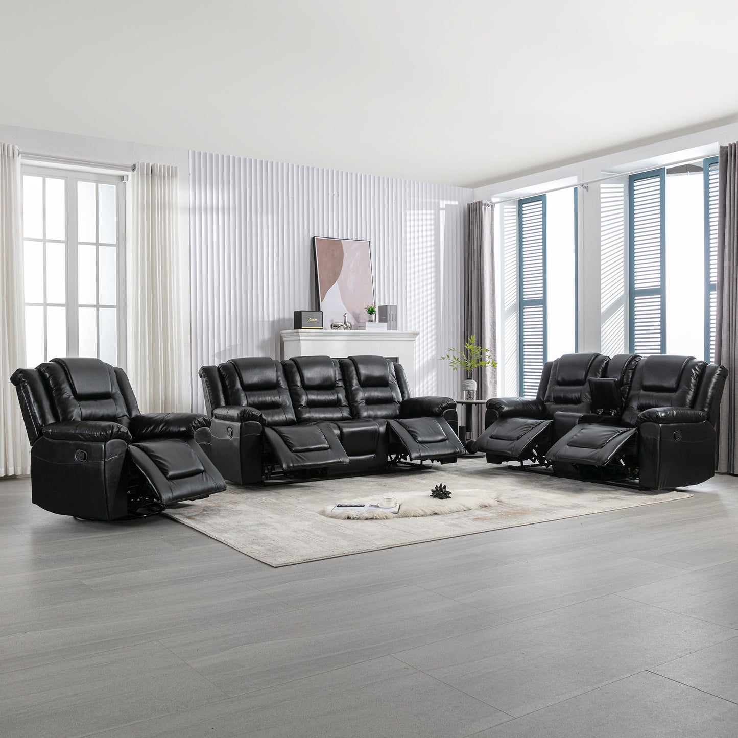 Home Theater Recliner Set Manual Recliner Chair With Wide Armrest, Two Built-In Cup Holders For Living Room Hearth and Haven