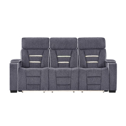 Austin - Reclining Sofa With Storage Arms - Gray Global Furniture USA
