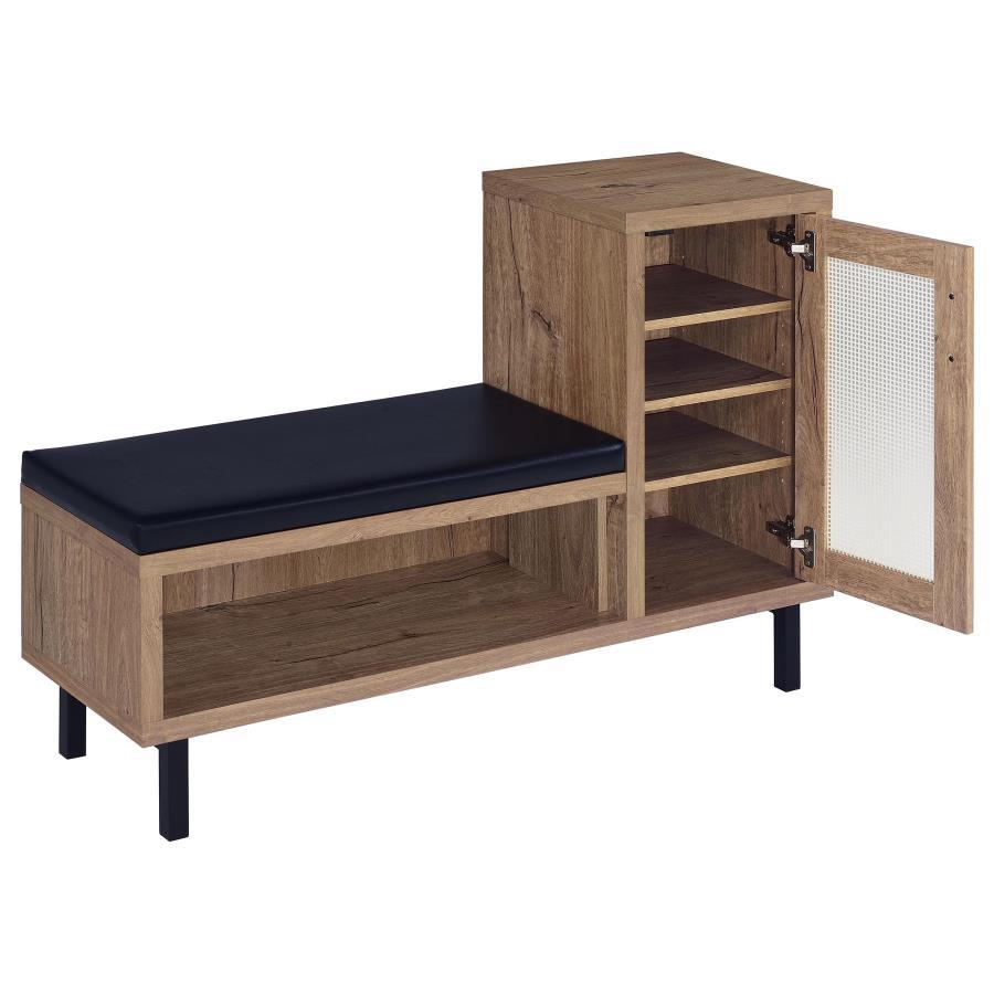 Teller - 1-Door Entryway Shoe Storage Bench - Natural Oak Coaster Fine Furniture
