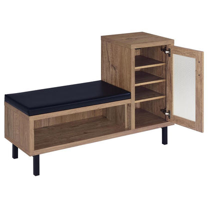 Teller - 1-Door Entryway Shoe Storage Bench - Natural Oak Coaster Fine Furniture