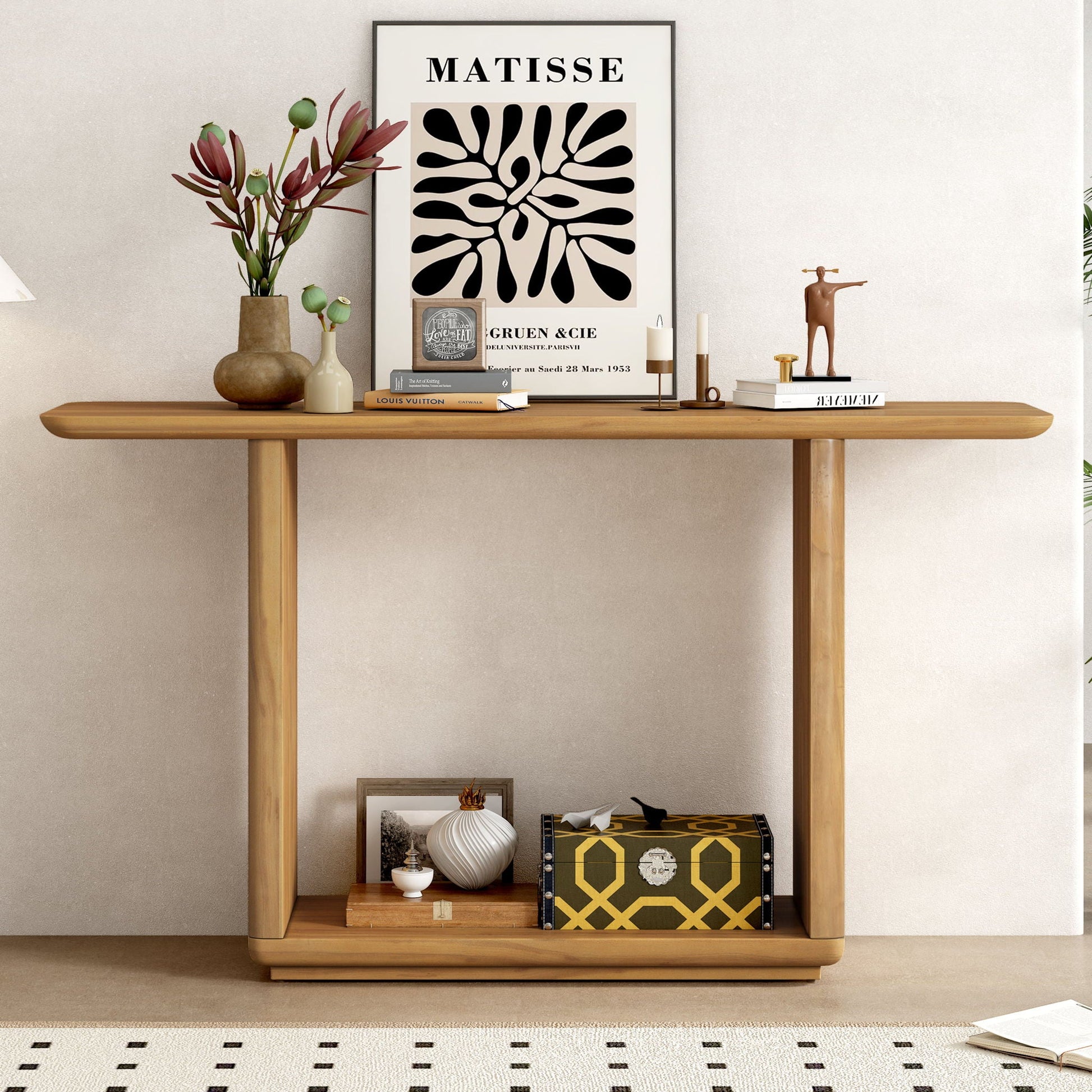 Console Table With Curved Corners And U Base Design Noble House