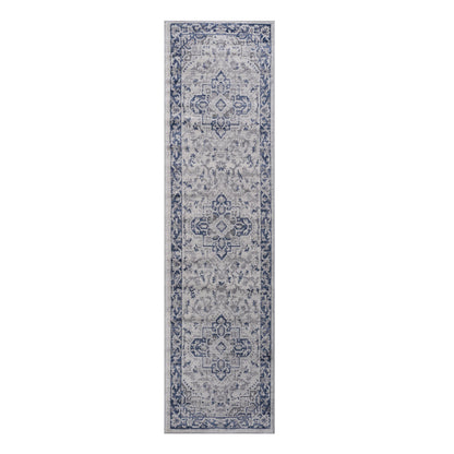 2' x 8' Oriental Non-Shedding Living Room Bedroom Dining Home Office Stylish And Stain Resistant Area Rug - Blue / Gray