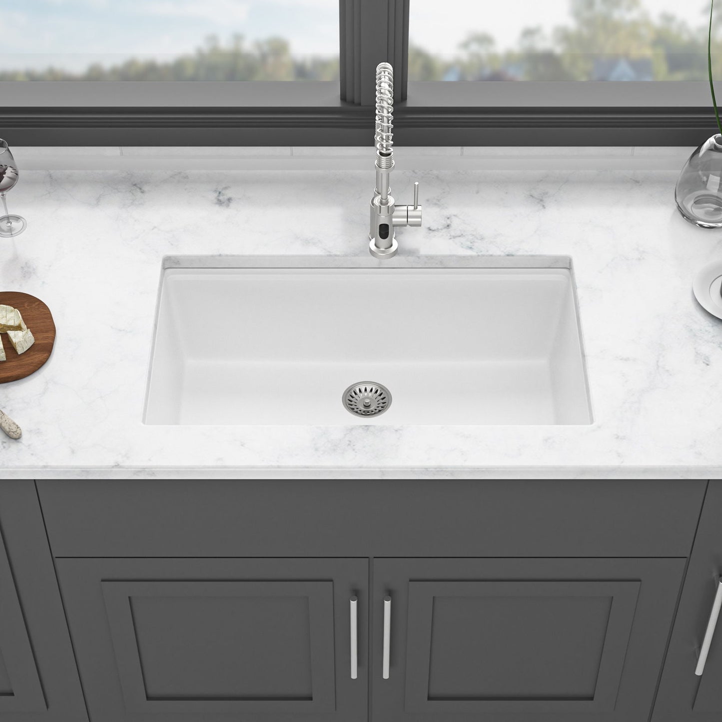 Quartz Kitchen Sink, Granite Composite Workstation Undermount Daily Nest
