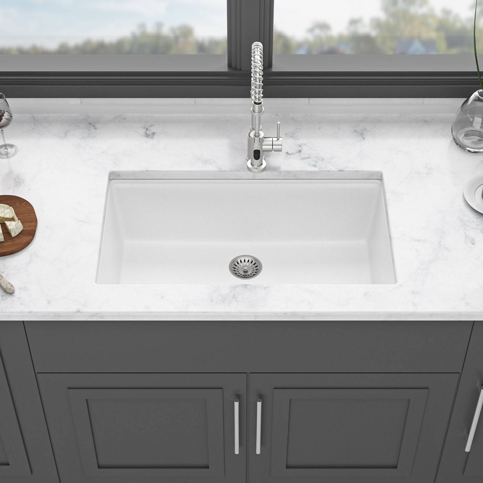 Quartz Kitchen Sink, Granite Composite Workstation Undermount Daily Nest