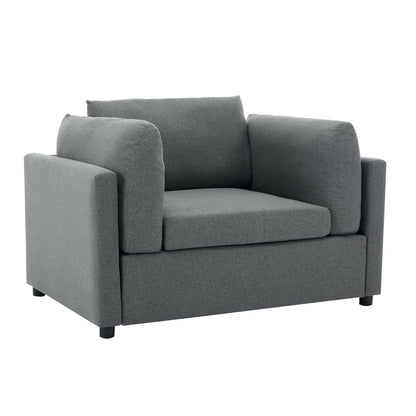 Wide Modern Oversized Armchair With Ottoman Stool, Single Sofa With Lumbar Support, Accent Chair Hearth and Haven