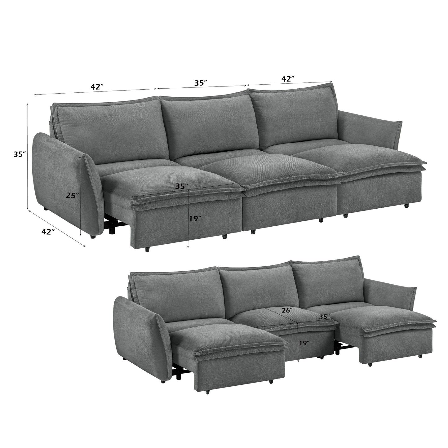Eaden - Power Sofa With Sleeper - Gray Acme