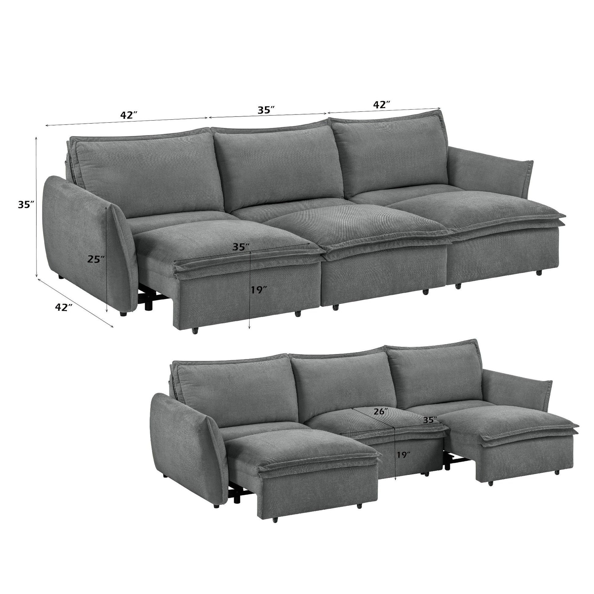 Eaden - Power Sofa With Sleeper - Gray Acme
