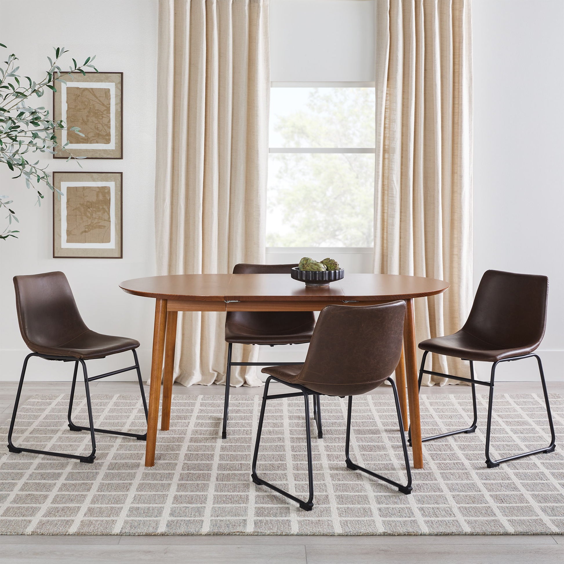 Mid-Century Damsel Extension Dining Table With Removable Leaf - Caramel Walker Edison