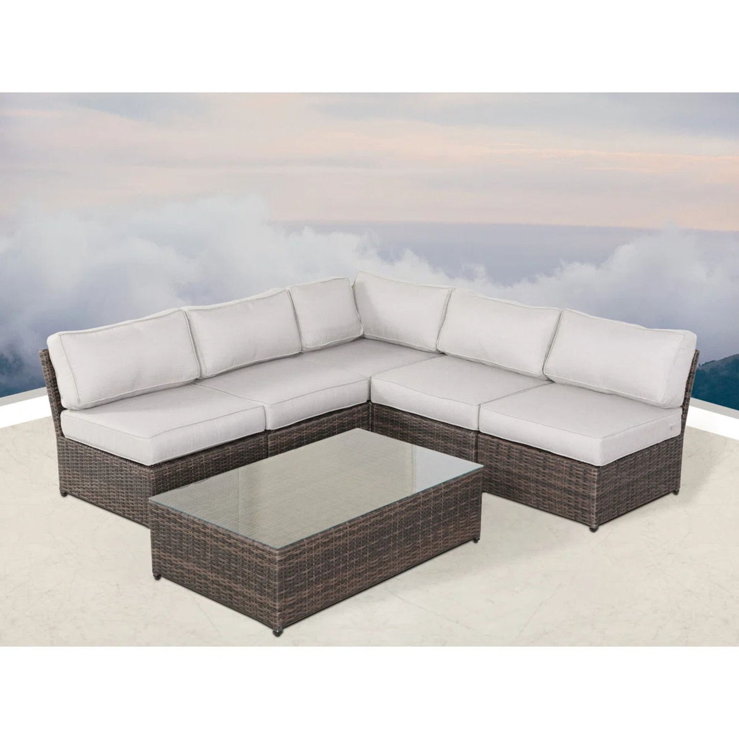 Comfortable Modern Patio Rattan Sectional Set With Cushions LSI Patio Furniture