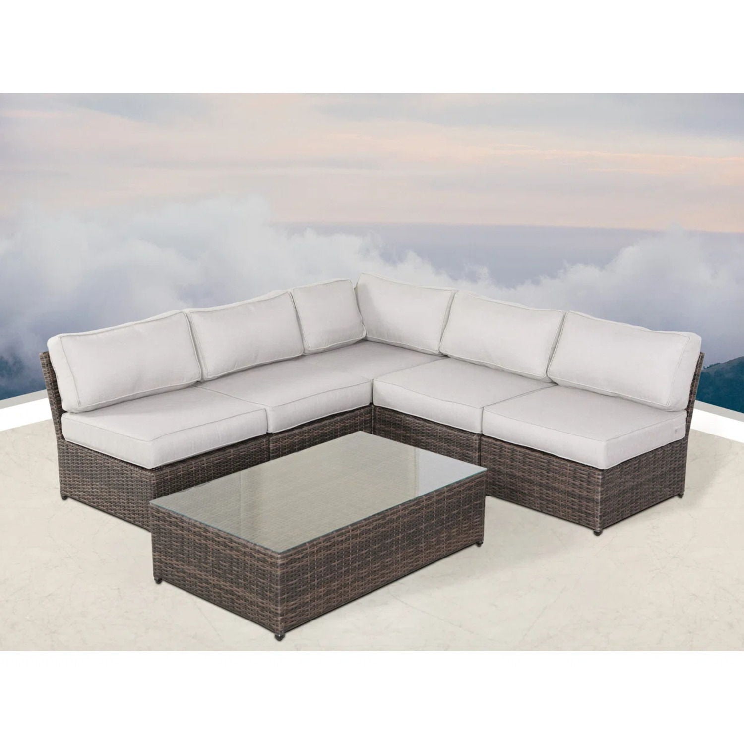 Comfortable Modern Patio Rattan Sectional Set With Cushions LSI Patio Furniture