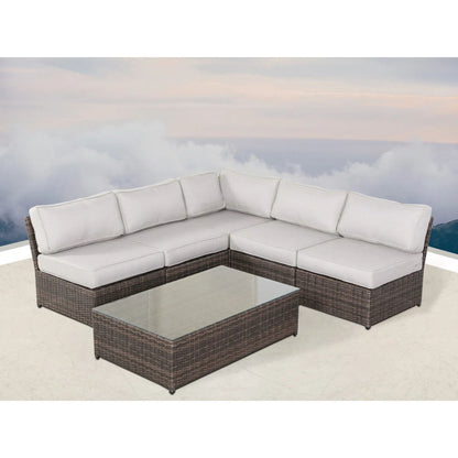 Comfortable Modern Patio Rattan Sectional Set With Cushions LSI Patio Furniture