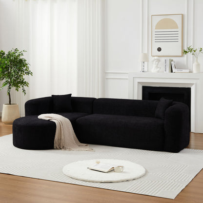 L - Shape Boneless Cloud Couch With 2 Throw Pillows For Living Room Home Essentials