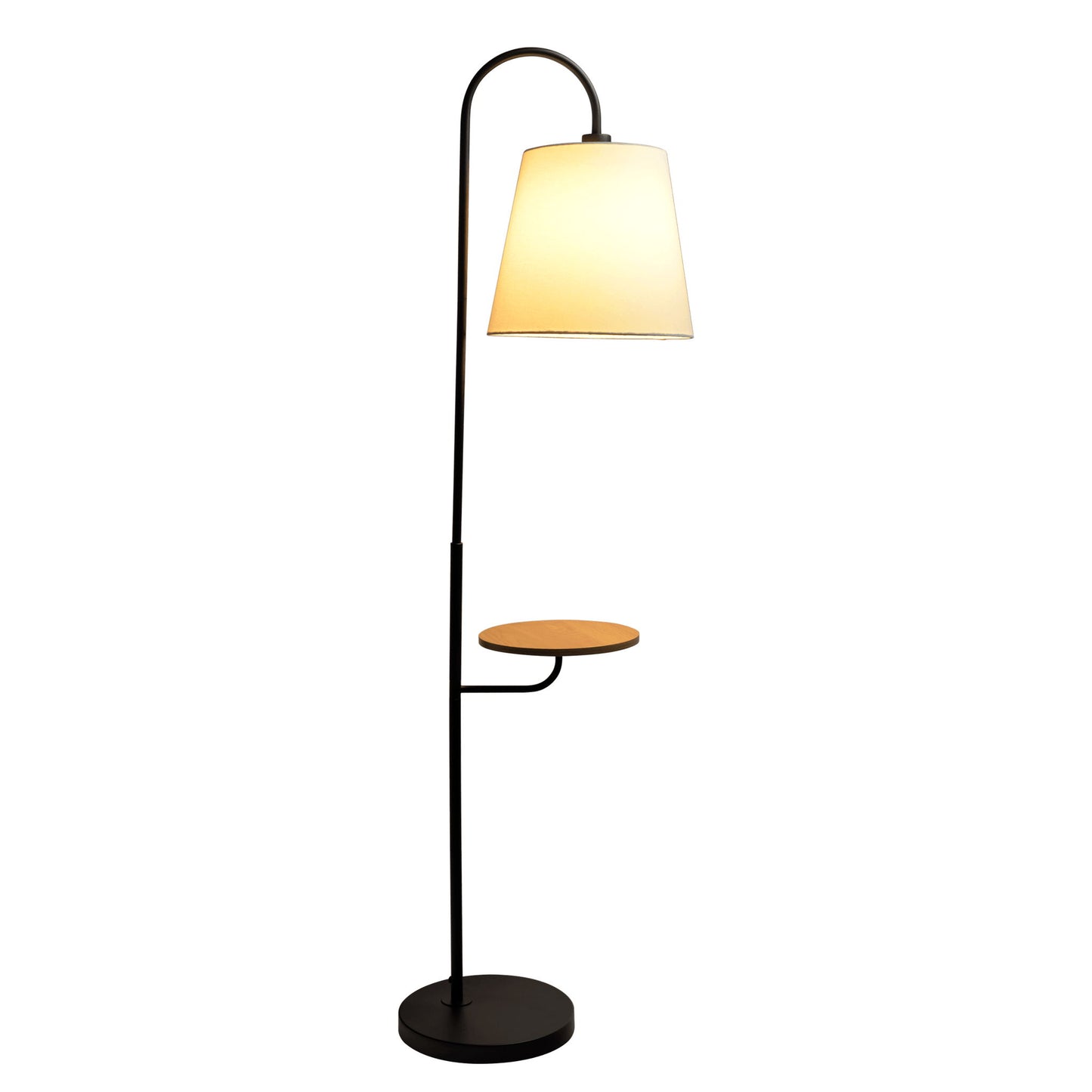 Seoul - Floor Lamp With Rotary Switch Wood Table Base - Black / White Ashcroft Furniture