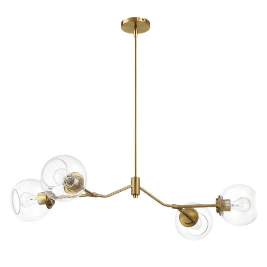 Jewel - 4 Lights Modern Farmhouse Chandelier Ceiling Hanging Light Fixture - Clear / Gold Ashcroft Furniture