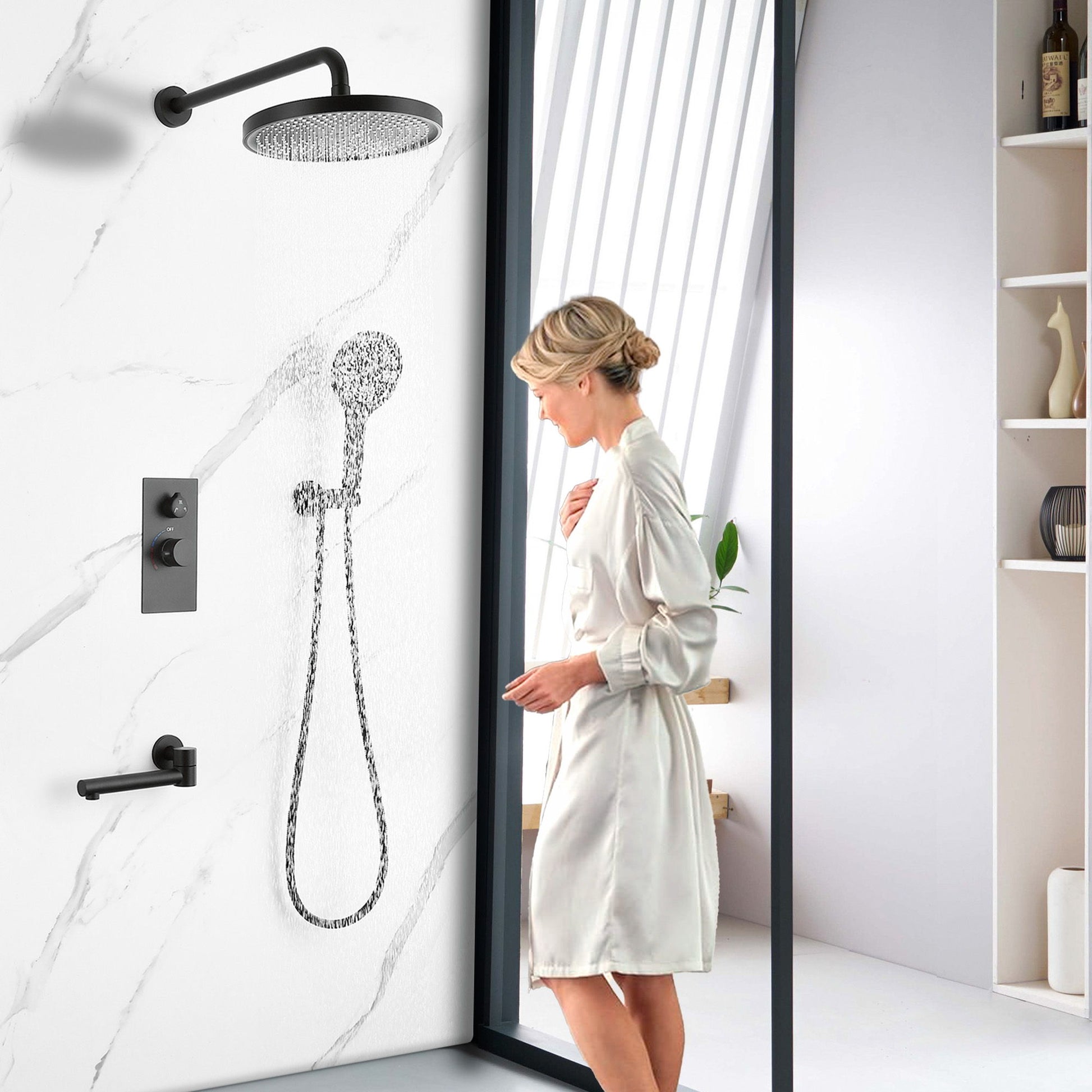 10" Shower System Set With Control Valve And Overhead Shower Daily Nest