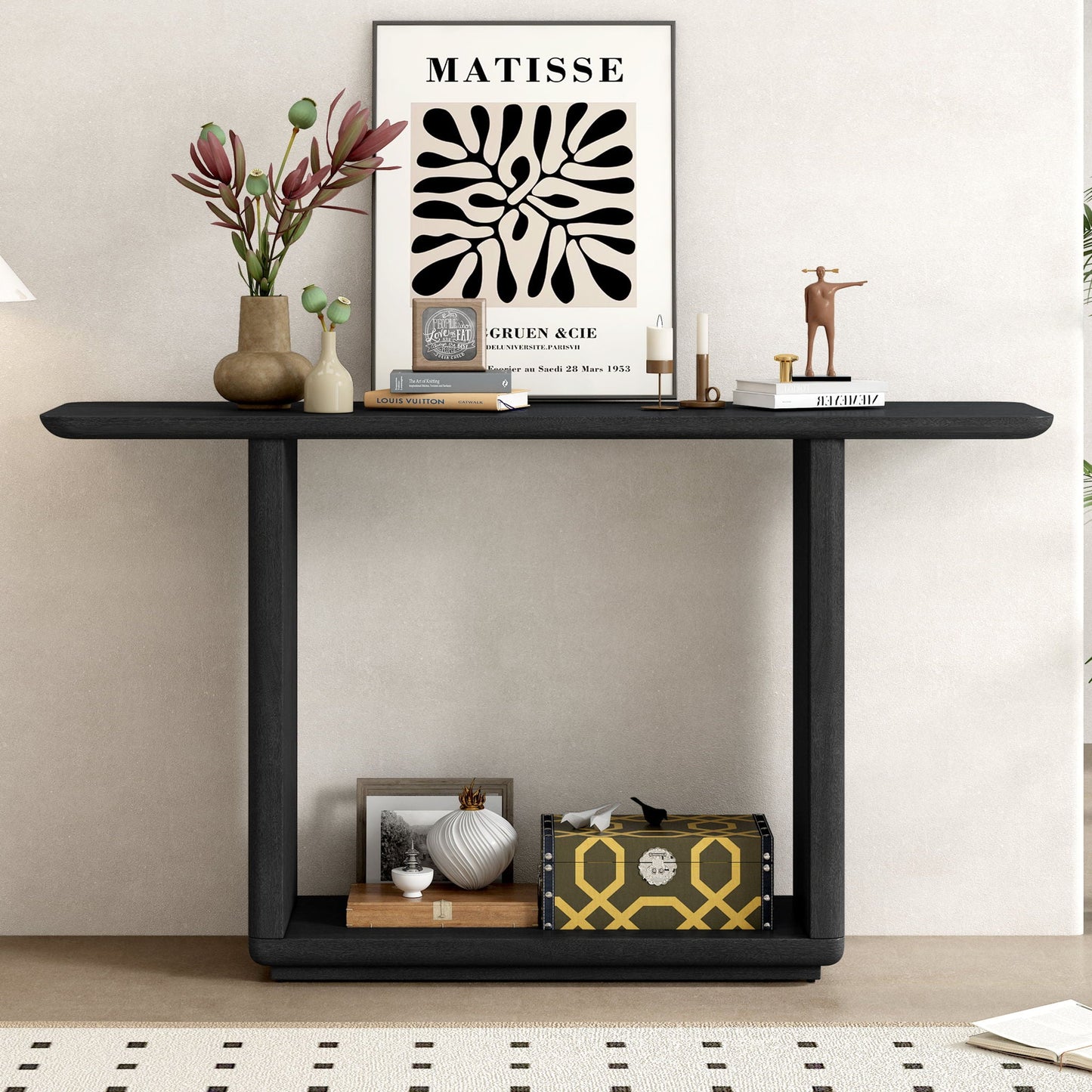 Console Table With Curved Corners And U Base Design Noble House