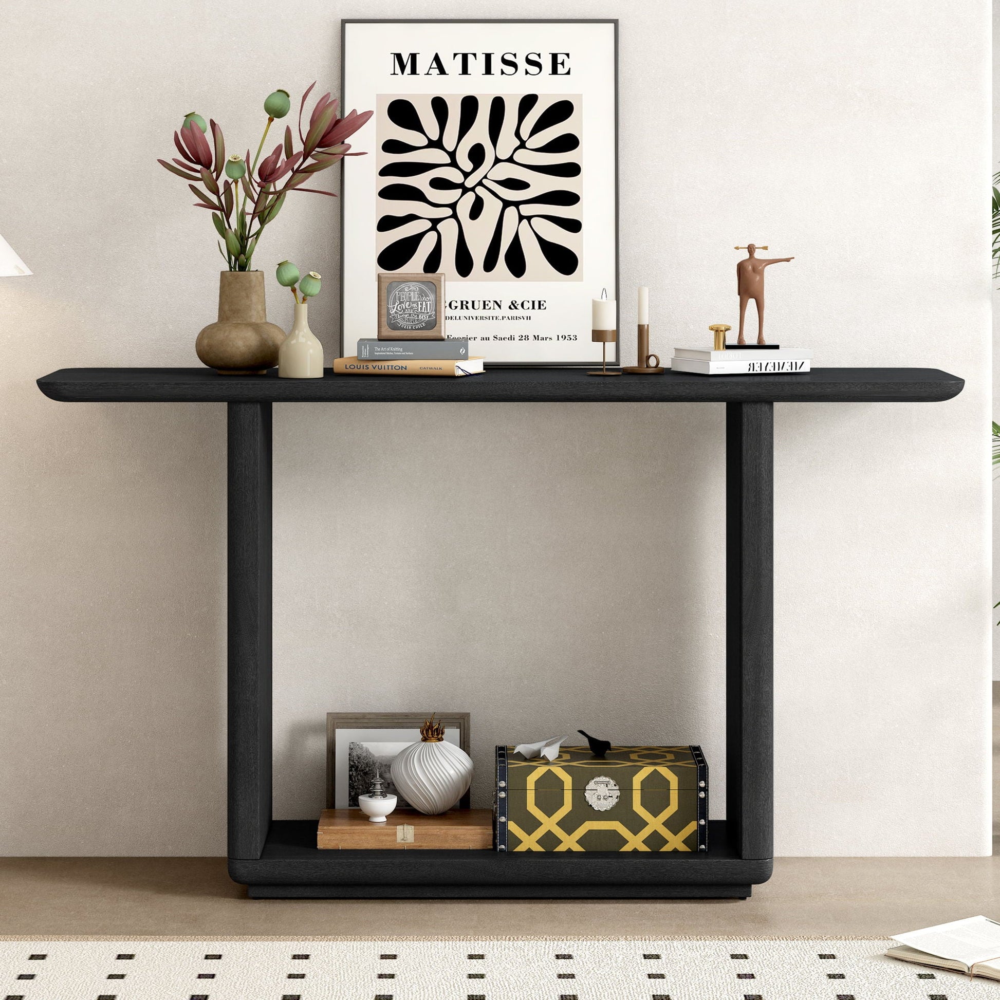 Console Table With Curved Corners And U Base Design Noble House