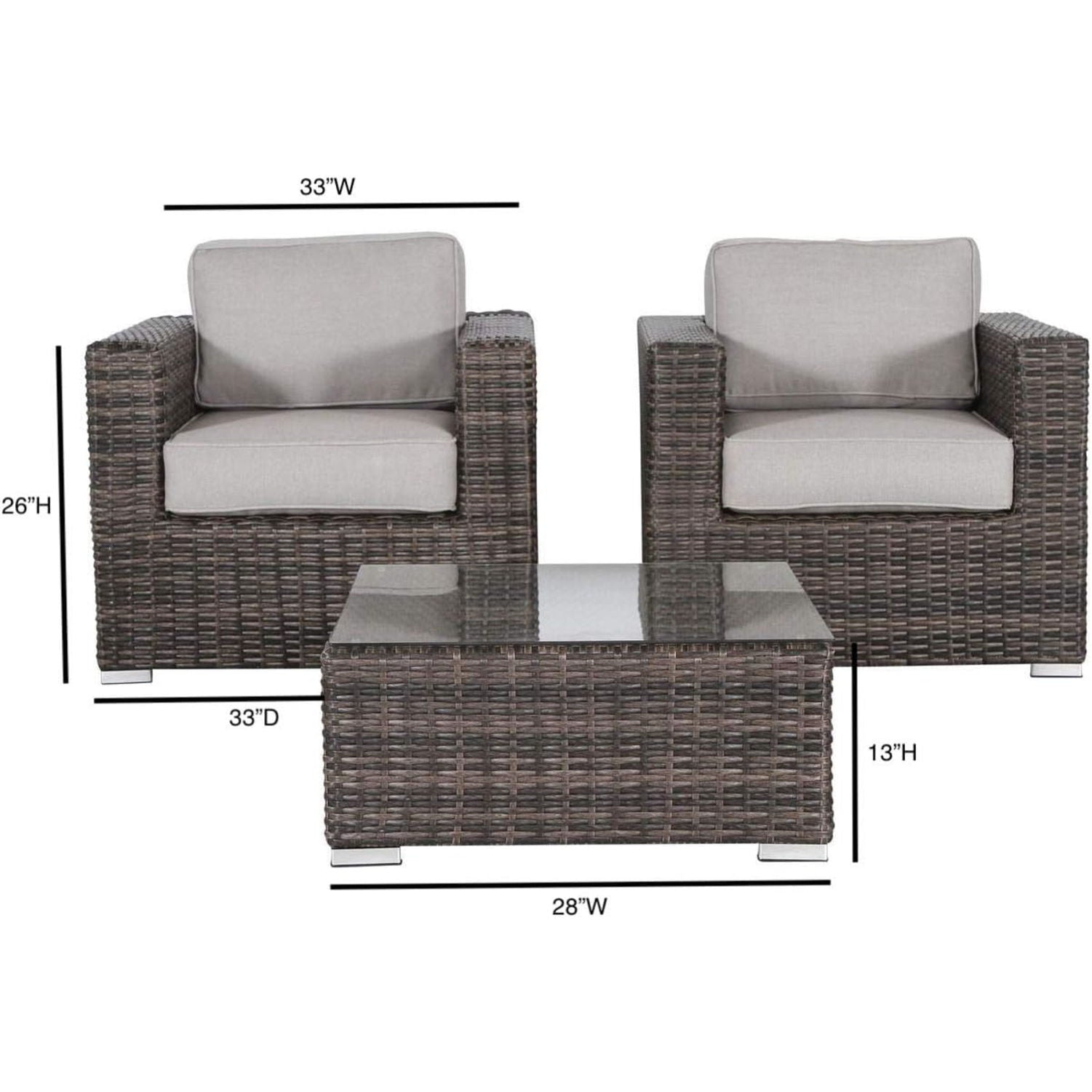 Wicker Seating Group Set With Table And Cushions LSI Patio Furniture