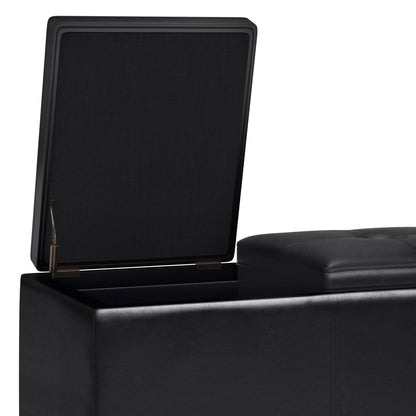 Avalon - Tray Storage Ottoman With Lift Up Lids - Midnight Black Simpli-Home