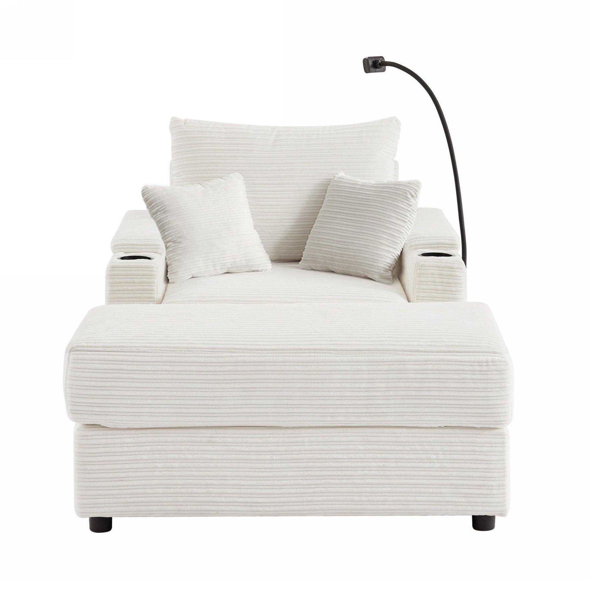 Single Sofa Couch With Storage Space, Movable Ottoman, USB Ports, Cup Holders, Phone Holder Hearth and Haven