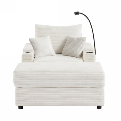 Single Sofa Couch With Storage Space, Movable Ottoman, USB Ports, Cup Holders, Phone Holder Hearth and Haven