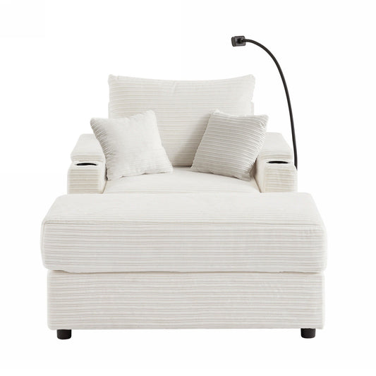Single Sofa Couch With Storage Space, Movable Ottoman, USB Ports, Cup Holders, Phone Holder Hearth and Haven