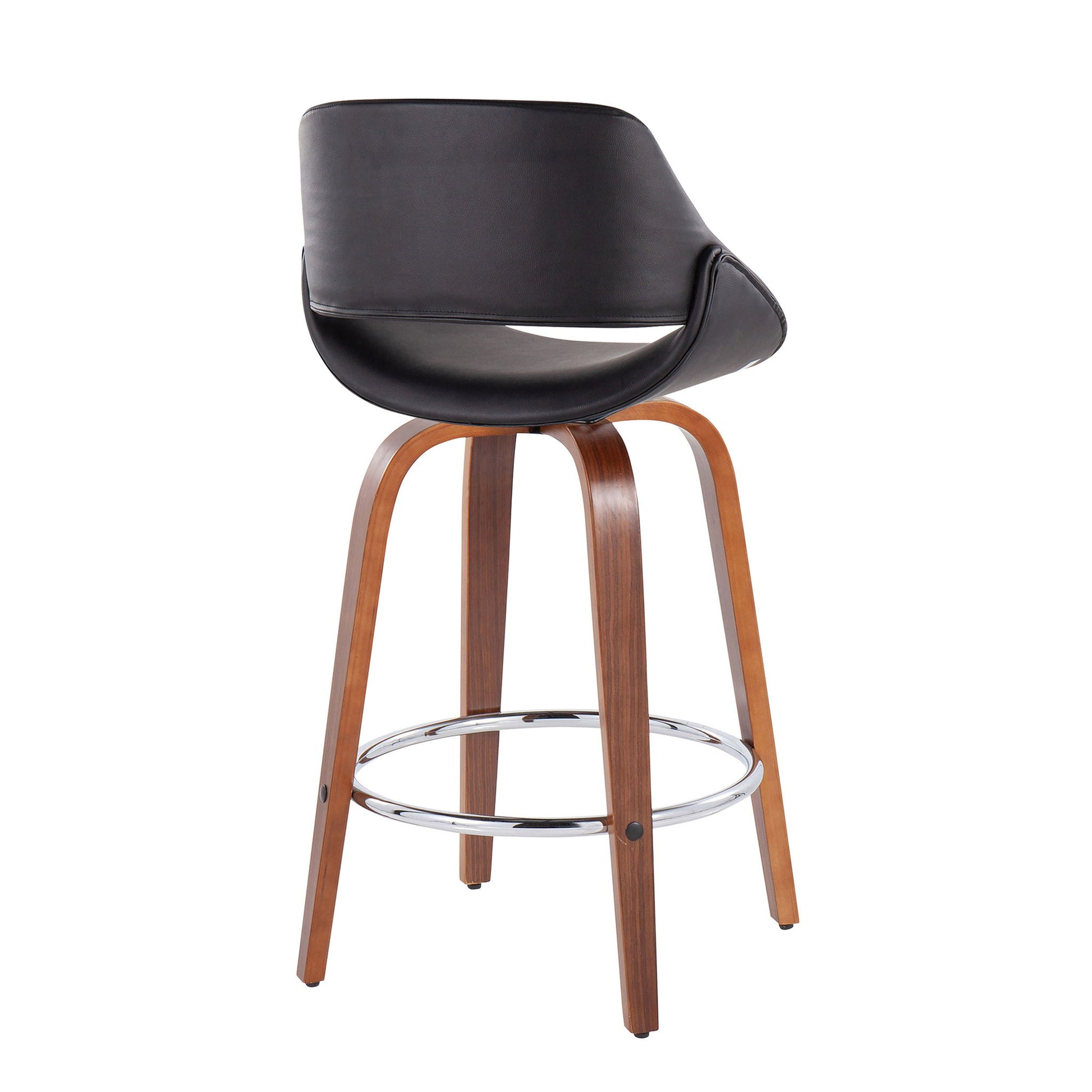 Fabrico - Mid Century Modern, Fixed Height Counter Stool With Round Footrest (Set of 2) Lumi Source