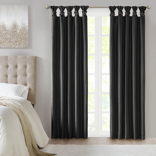 Emilia - Twist Tab Total Blackout Window Curtain Panel - Black Madison Park