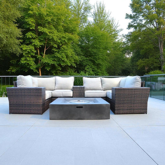 Patio Seating Set With Cushions And Fire Pit - Brown LSI Patio Furniture