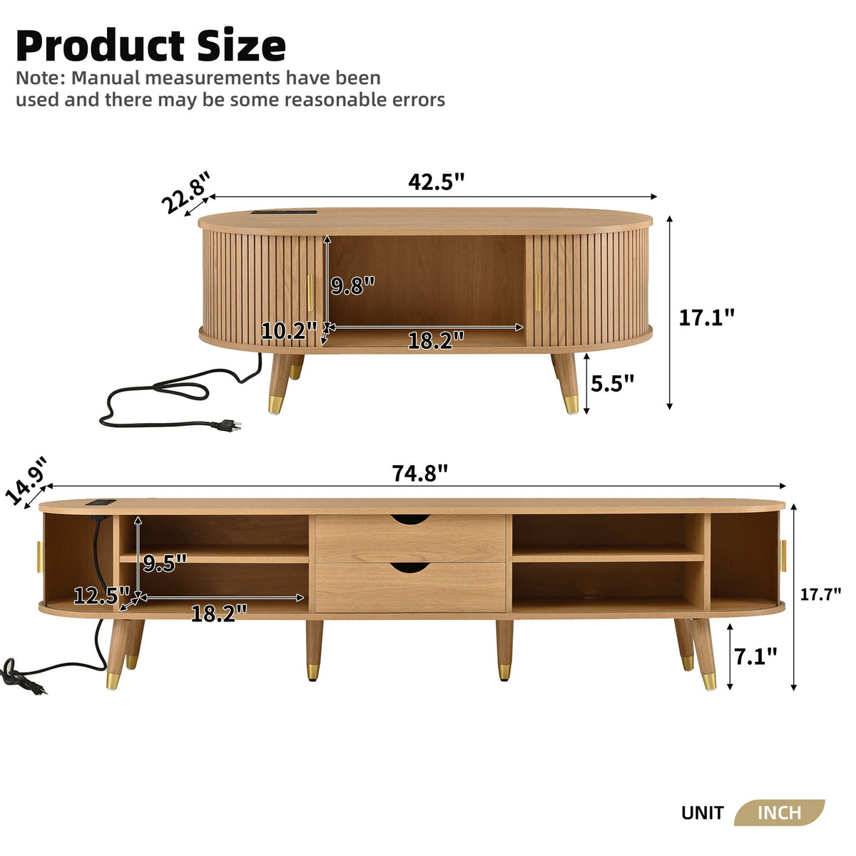 TV Stand & Coffee Table Set With Charging Station Hearth and Haven