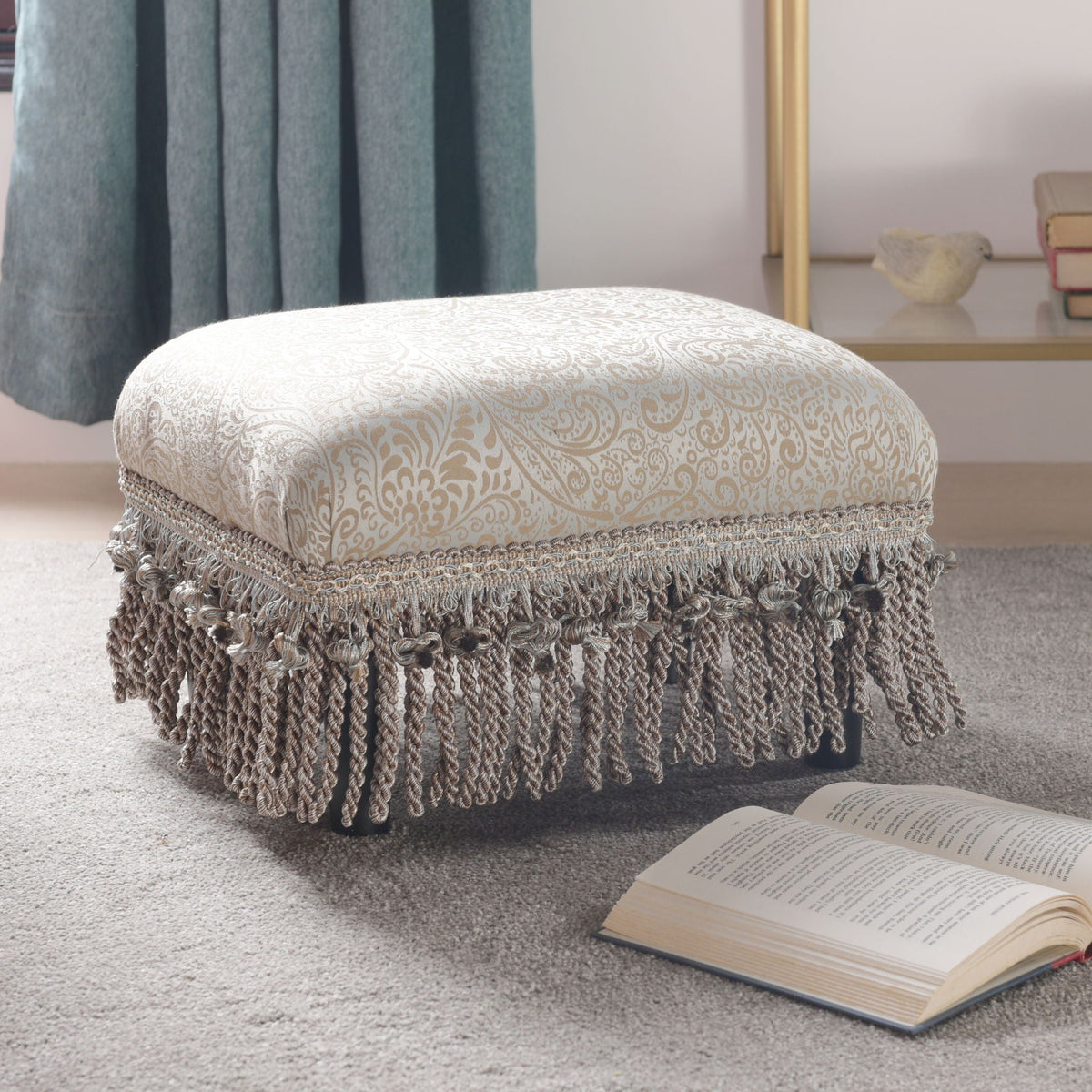 Fiona - Accent Footstool Ottoman - Beige Jennifer Taylor Home