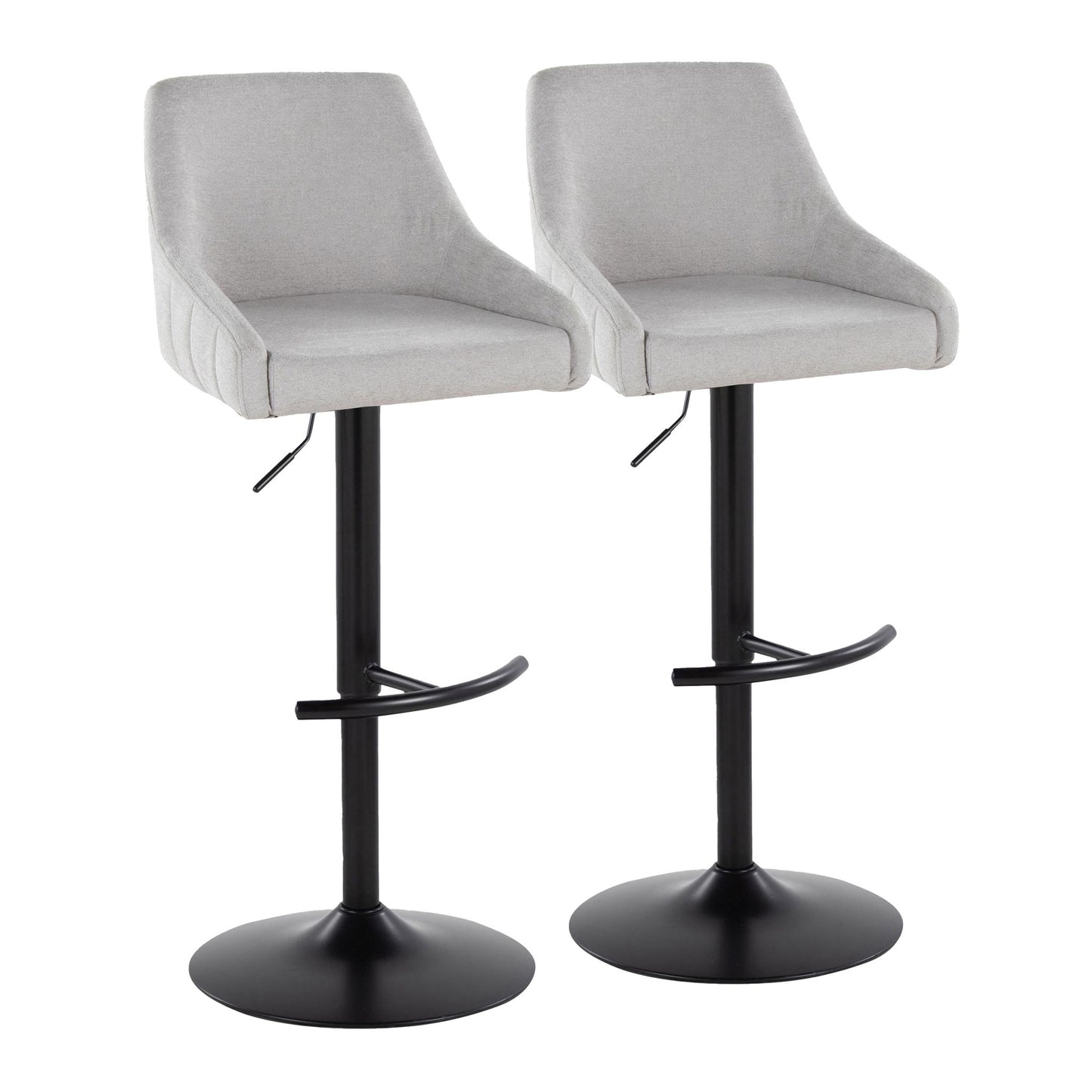 Hannah - Transitional Adjustable Barstool With Swivel With Rounded T Footrest (Set of 2) Lumi Source