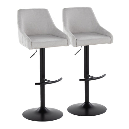 Hannah - Transitional Adjustable Barstool With Swivel With Rounded T Footrest (Set of 2) Lumi Source
