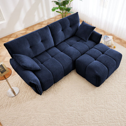 Sofa Set With Ottoman And Pillows, Textured, High Resilience Cushions Home Essentials