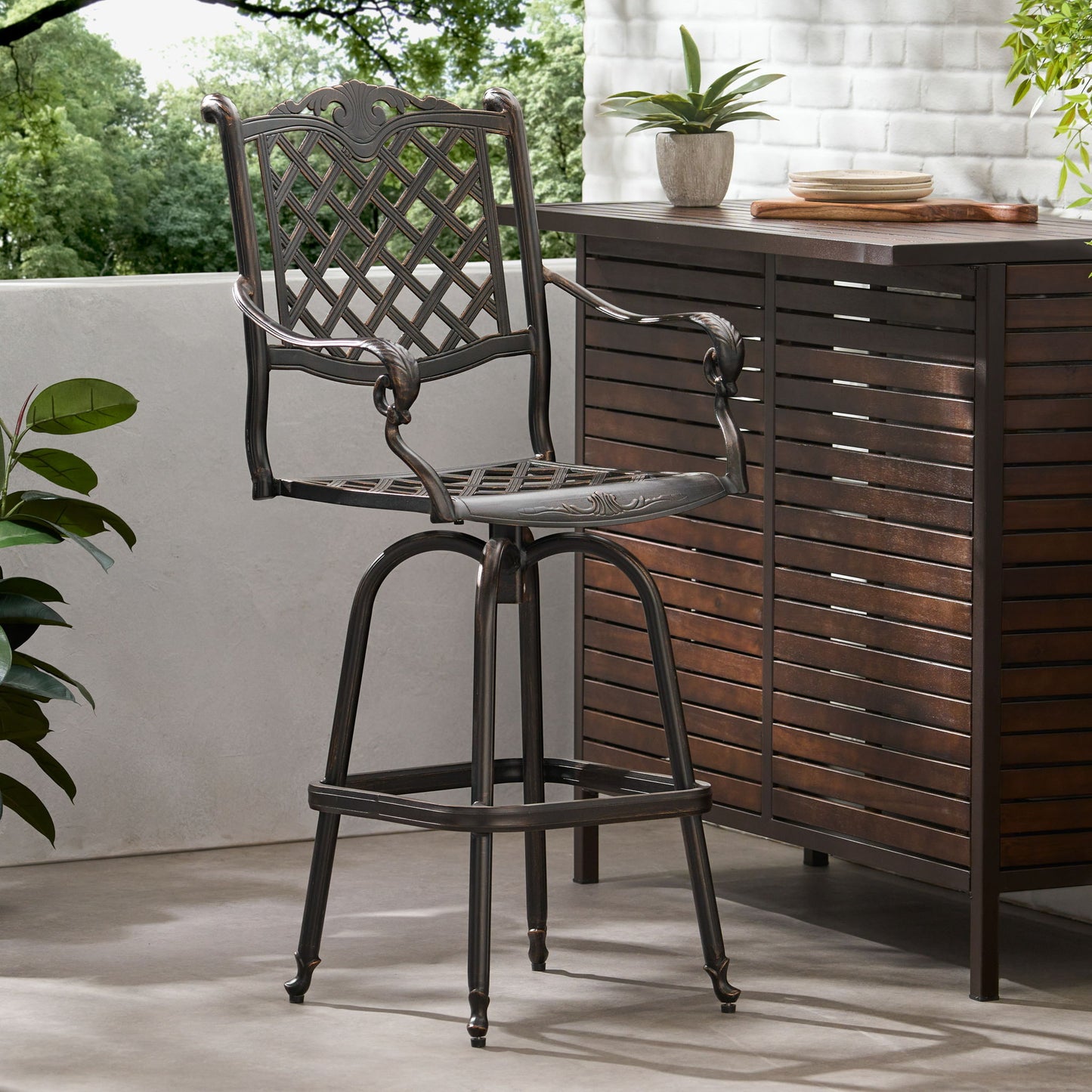 Cast Aluminum Bar Stool - Copper Noble House