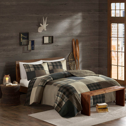 Winter Hills - King Oversized Quilt Set - Tan