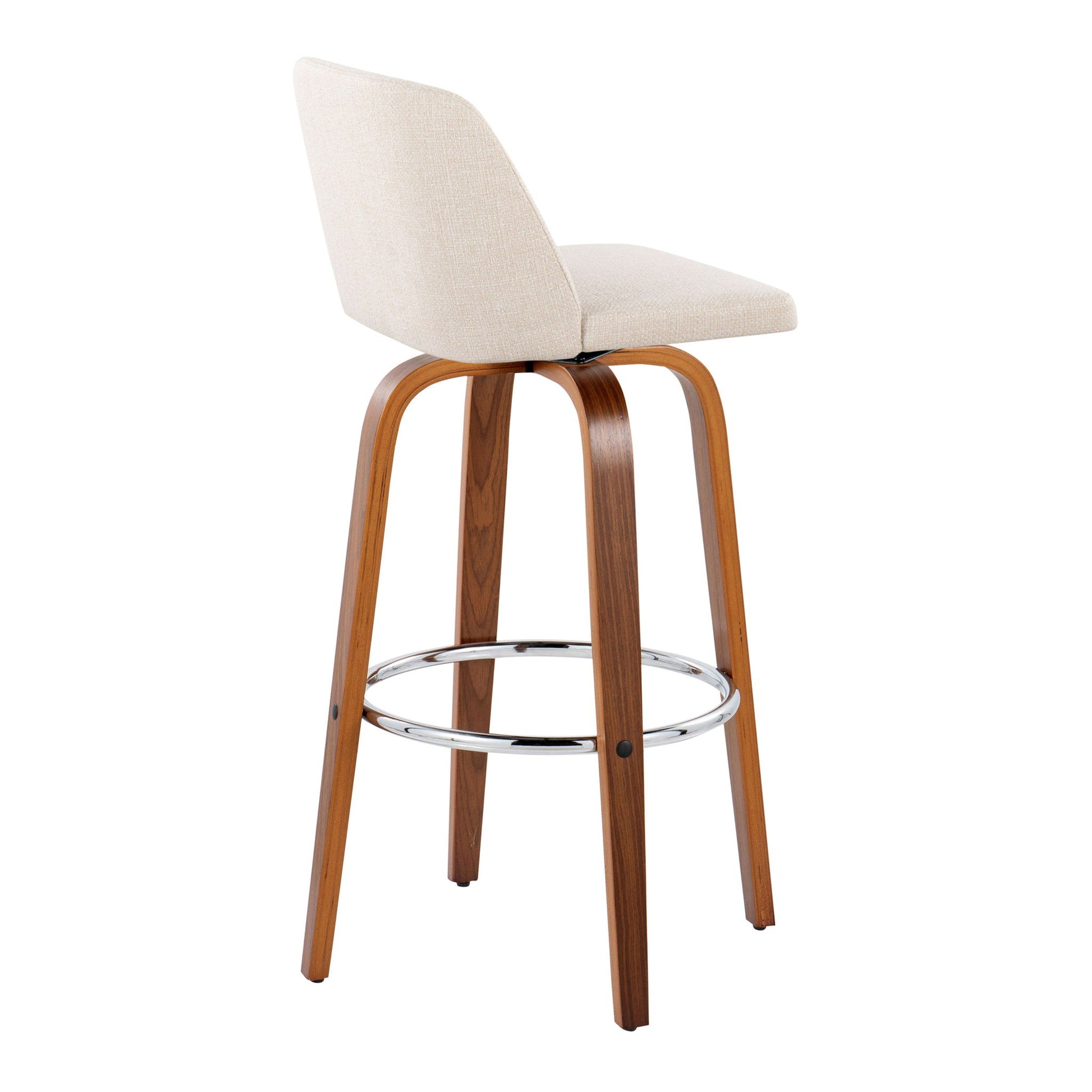 Toriano - Mid Century Modern Fixed Height, Barstool With Swivel With Round Footrest (Set of 2) Lumi Source