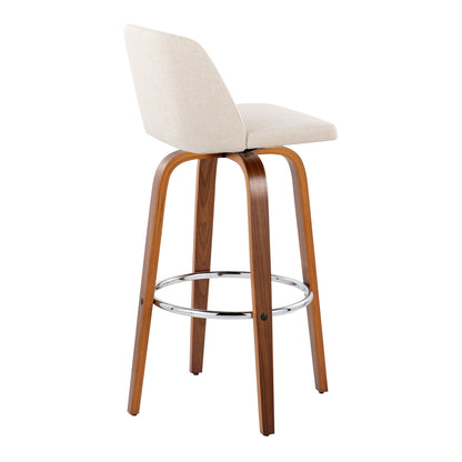 Toriano - Mid Century Modern Fixed Height, Barstool With Swivel With Round Footrest (Set of 2) Lumi Source