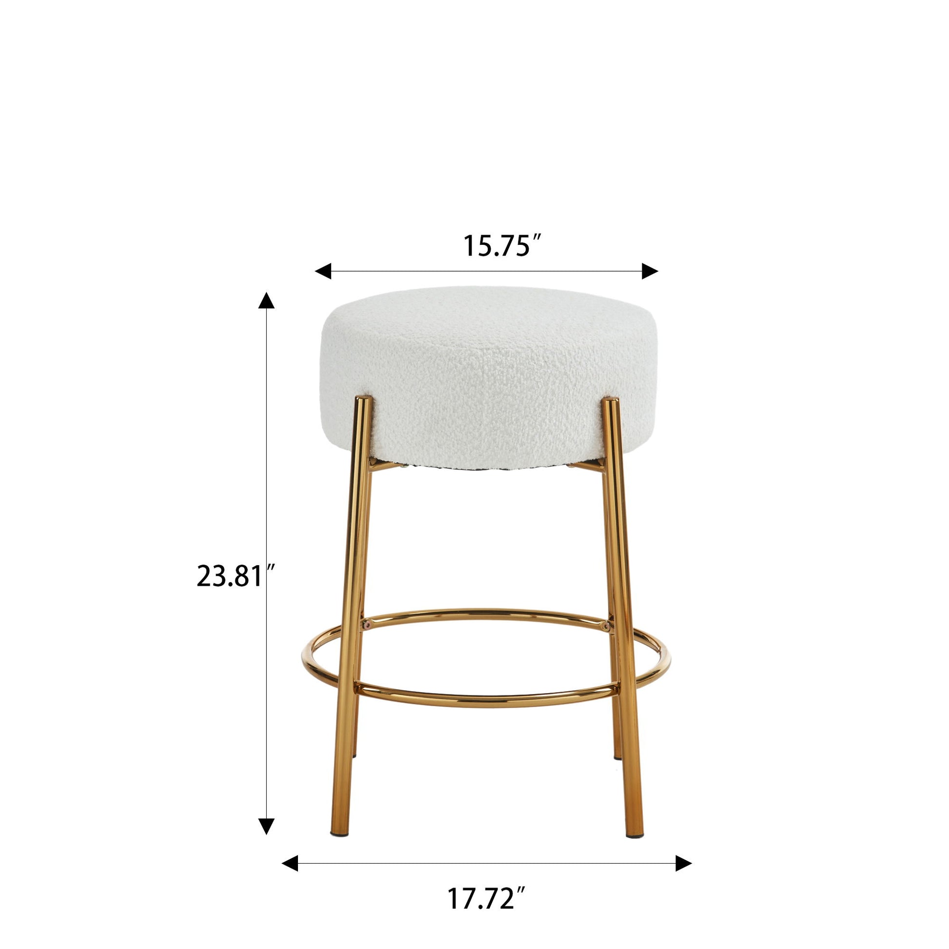 Round Bar Stools (Set of 2), Contemporary Upholstered Dining Stools For Kitchens, Coffee Shops And Bar Stores - Gold Legs Home Essentials