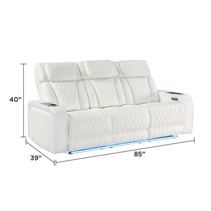 Electra - Power Reclining Sofa With Power Headrests, Drop Down Table, Reading Light, Massage, LED Lighting And USB Control Matrix Furniture Group