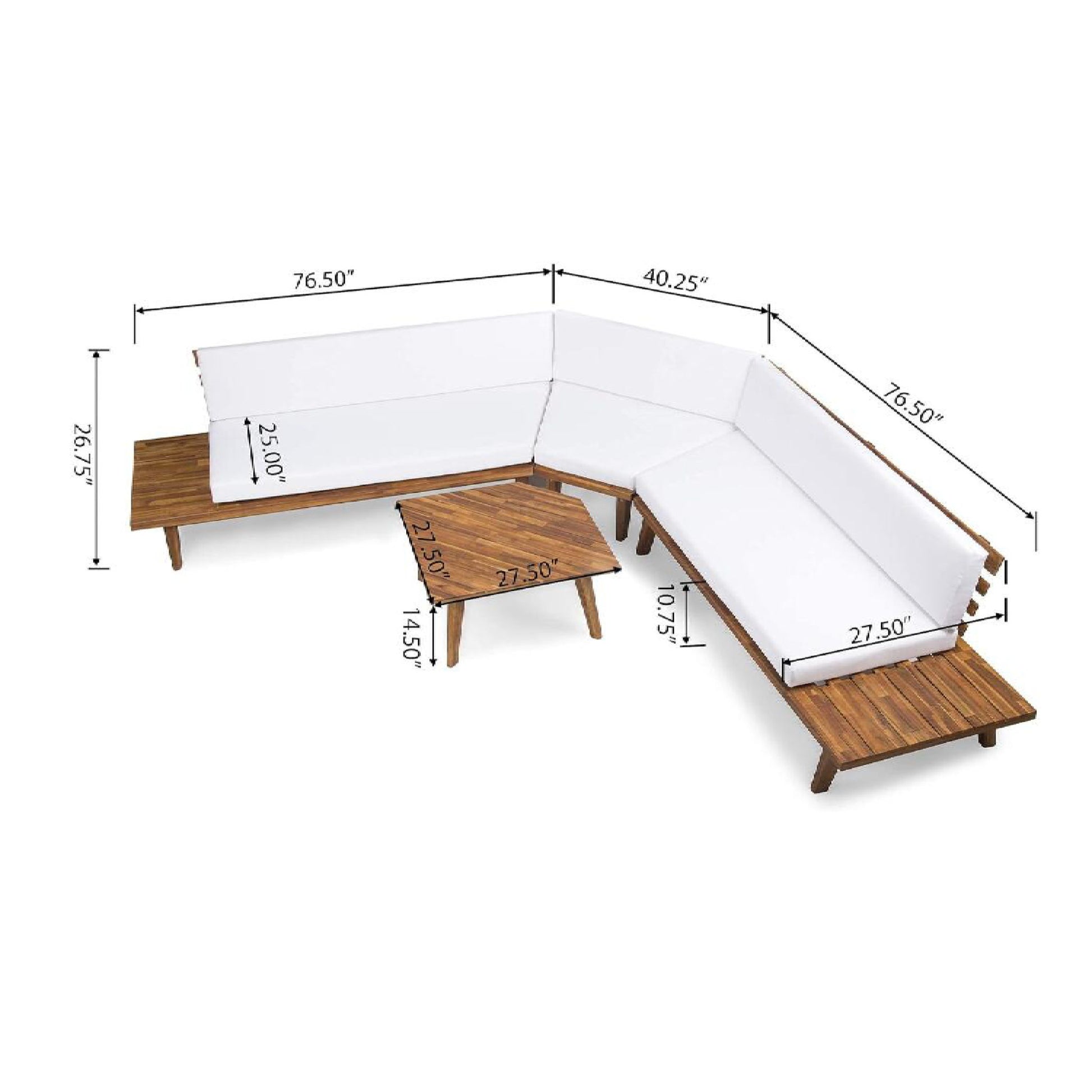 Hillcrest - V Shaped 4 Piece Sofa Set, Water Resistant Noble House