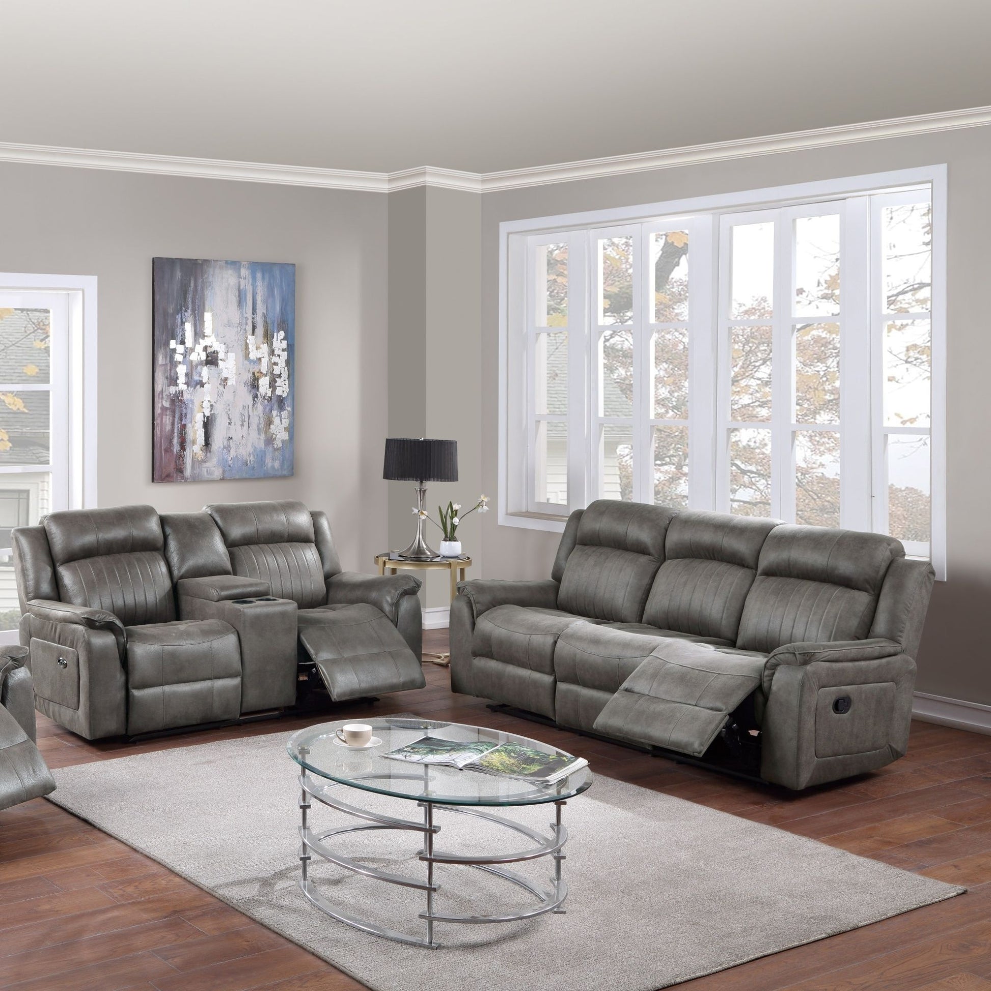 Contemporary Living Room Set, Horizontal And Vertical Tufting Home Essentials