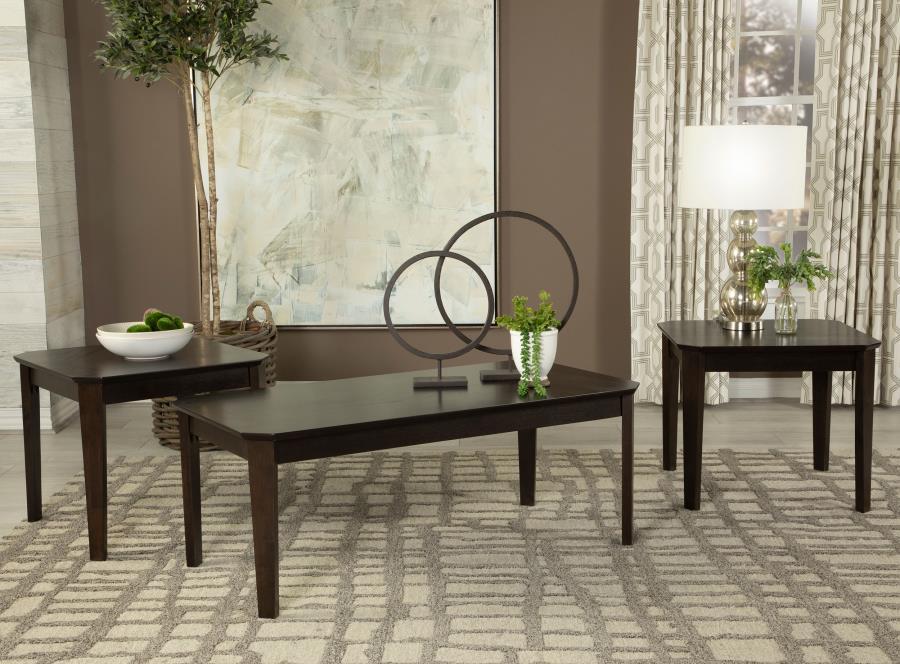 Amaro - 3 Piece Coffee And End Table Set - Dark Brown CoasterEssence